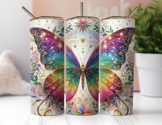 GLITTER BUTTERFLY TUMBLER