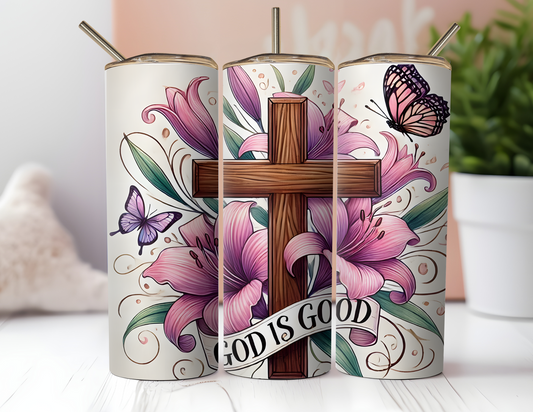 GOD IS GOOD CROSS TUMBLER