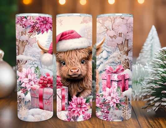 PINK HIGHLAND COW TUMBLER