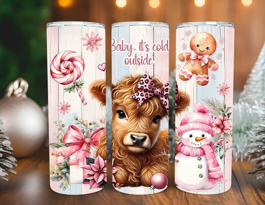 PINK HIGHLAND COW TUMBLER