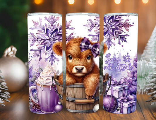 PURPLE HIGHLAND COW TUMBLER