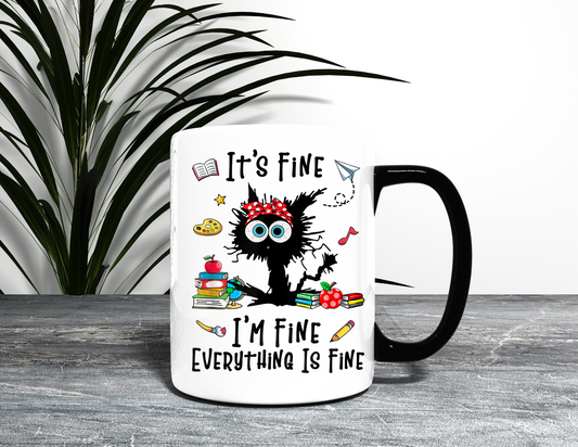 I'M FINE FUNNY CAT MUG