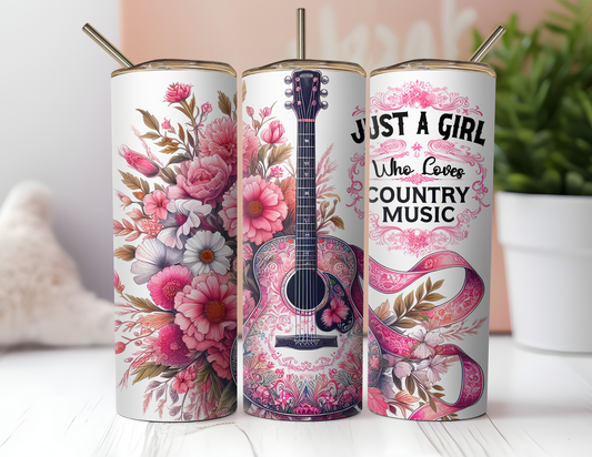 JUST A GIRL WHO LOVES COUNTRY MUSIC TUMBLER