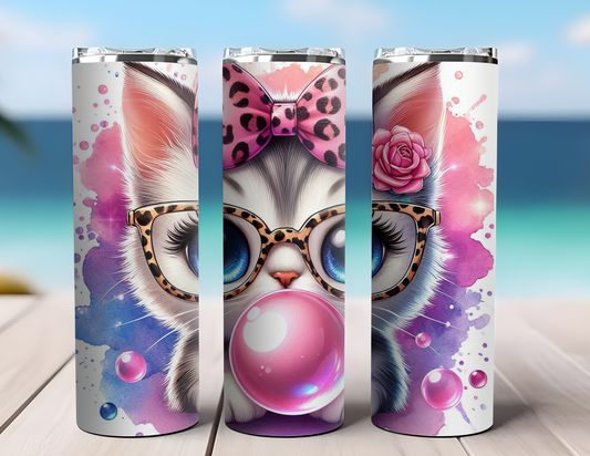 CAT BLOWING BUBBLE TUMBLER