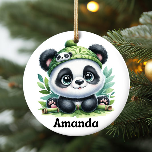PERSONALIZED PANDA BEAR ORNAMENT