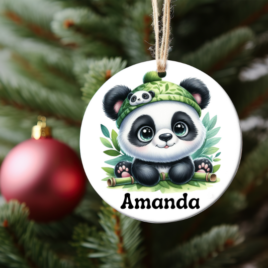 PERSONALIZED PANDA BEAR ORNAMENT