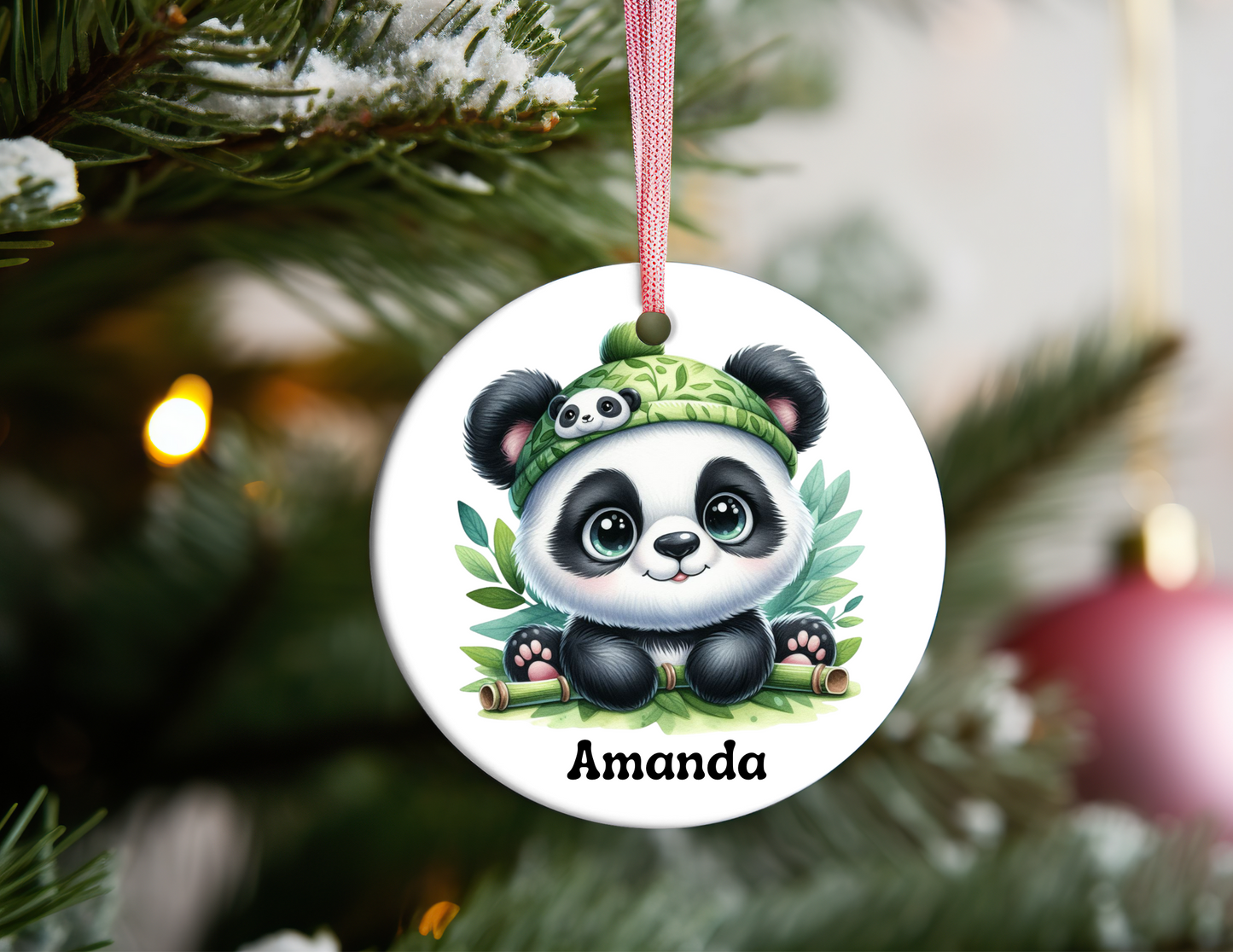 PERSONALIZED PANDA BEAR ORNAMENT