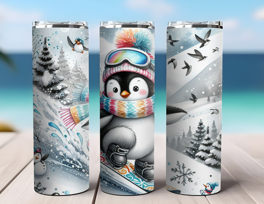 PENGUIN SNOWBOARDING TUMBLER