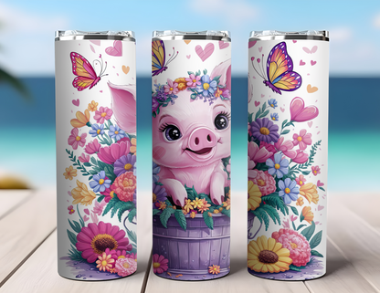 PIG WITH BUTTERFLIES TUMBLER