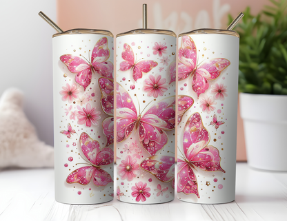PINK BUTTERFLY TUMBLER