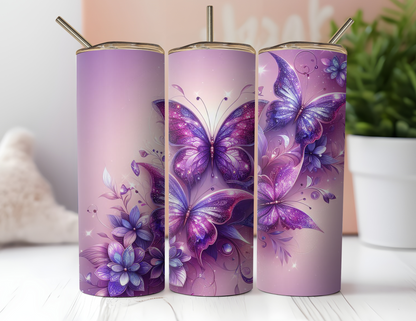 PURPLE BUTTERFLY TUMBLER
