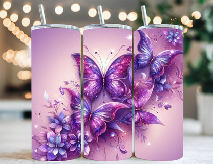 PURPLE BUTTERFLY TUMBLER