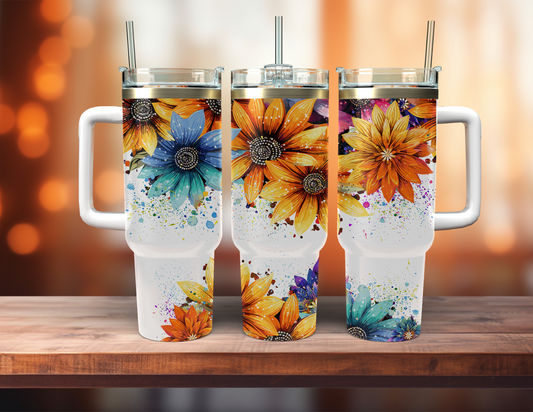 RAINBOW FLOWERS 40 OZ TUMBLER