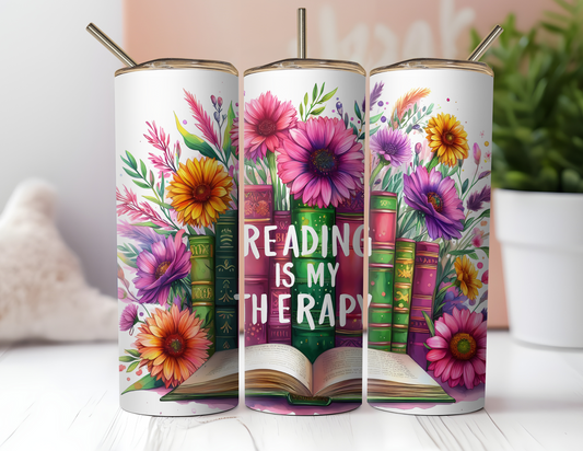 READING IS MY THERAPY TUMBLER