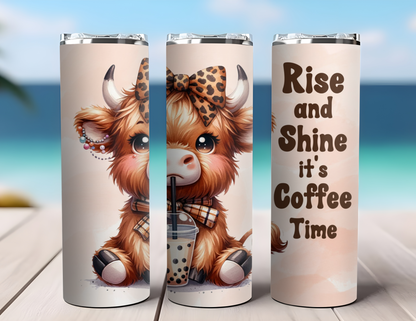 RISE AND SHINE HIGHLAND COW TUMBLER