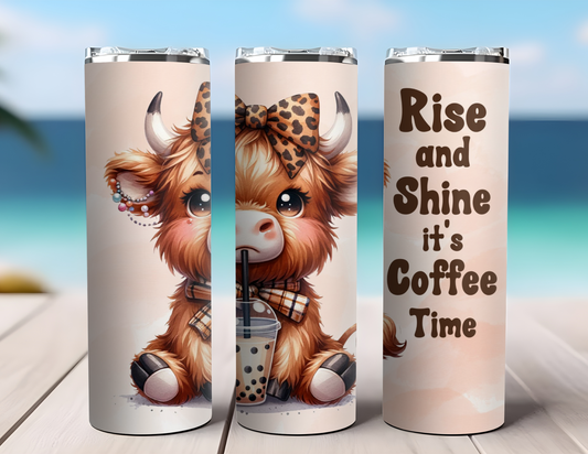 RISE AND SHINE HIGHLAND COW TUMBLER