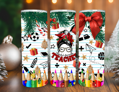 SANTA'S FAVORITE TEACHER CHRISTMAS TUMBLER