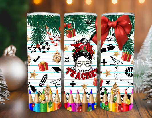 SANTA'S FAVORITE TEACHER CHRISTMAS TUMBLER