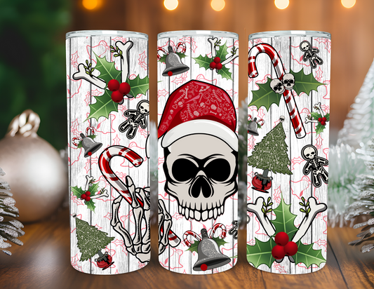 SKULLS AND BONES CHRISTMAS TUMBLER