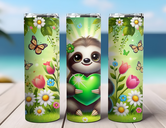 GREEN HEART SLOTH TUMBLER