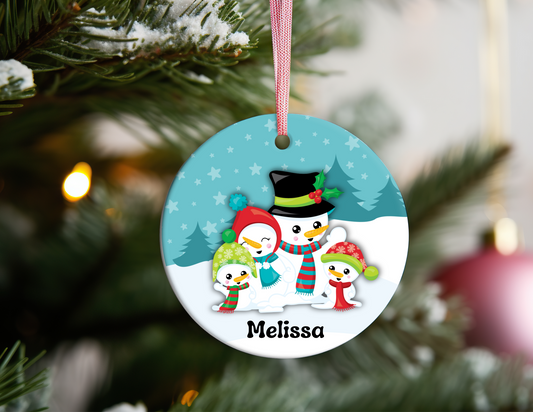 SNOWMAN FAMILY PERSONALIZED ORNAMENT
