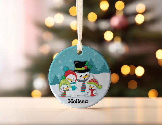 SNOWMAN FAMILY PERSONALIZED ORNAMENT