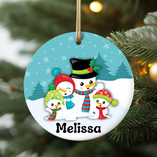 SNOWMAN FAMILY PERSONALIZED ORNAMENT