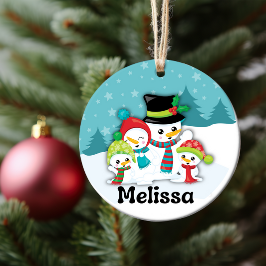 SNOWMAN FAMILY PERSONALIZED ORNAMENT