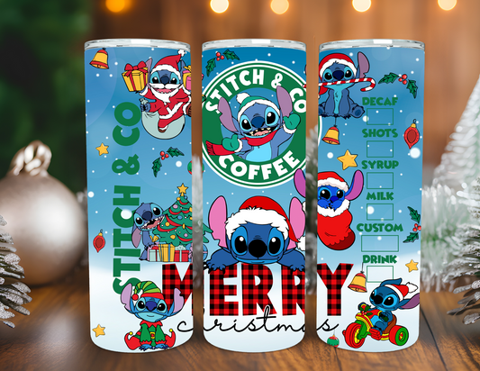 STITCH AND COFFEE CHRISTMAS TUMBLER