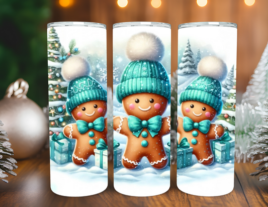 TEAL GINGERBREAD CHRISTMAS TUMBLER