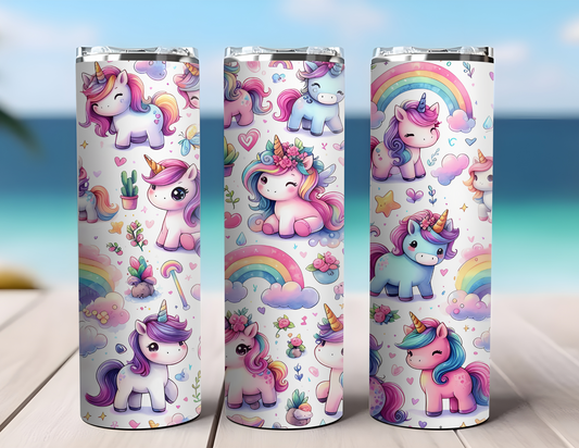 UNICORNS WITH RAINBOWS TUMBLER
