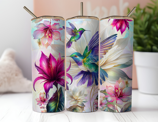 WATERCOLOR HUMMINGBIRD TUMBLER
