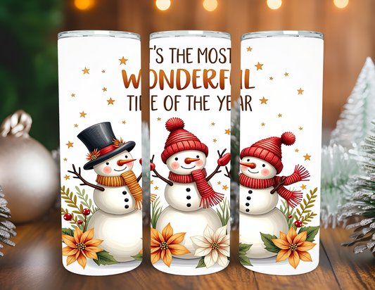 WONDERFUL TIME OF THE YEAR SNOWMAN TUMBLER