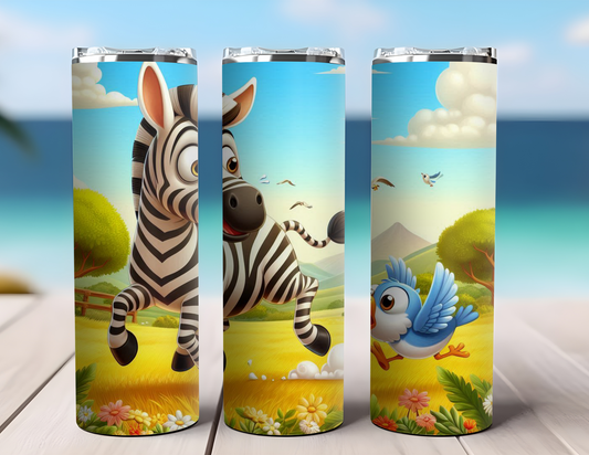 ZEBRA WITH BIRD TUMBLER